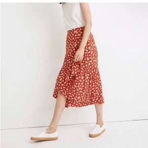 Madewell Ruffle-Wrap Midi Skirt in Happy Hibiscus